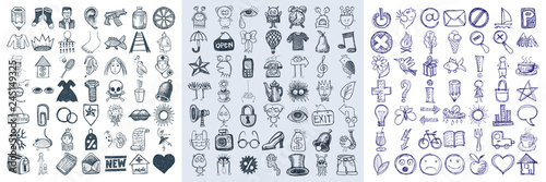 set of 147 hand draw web doodle icon