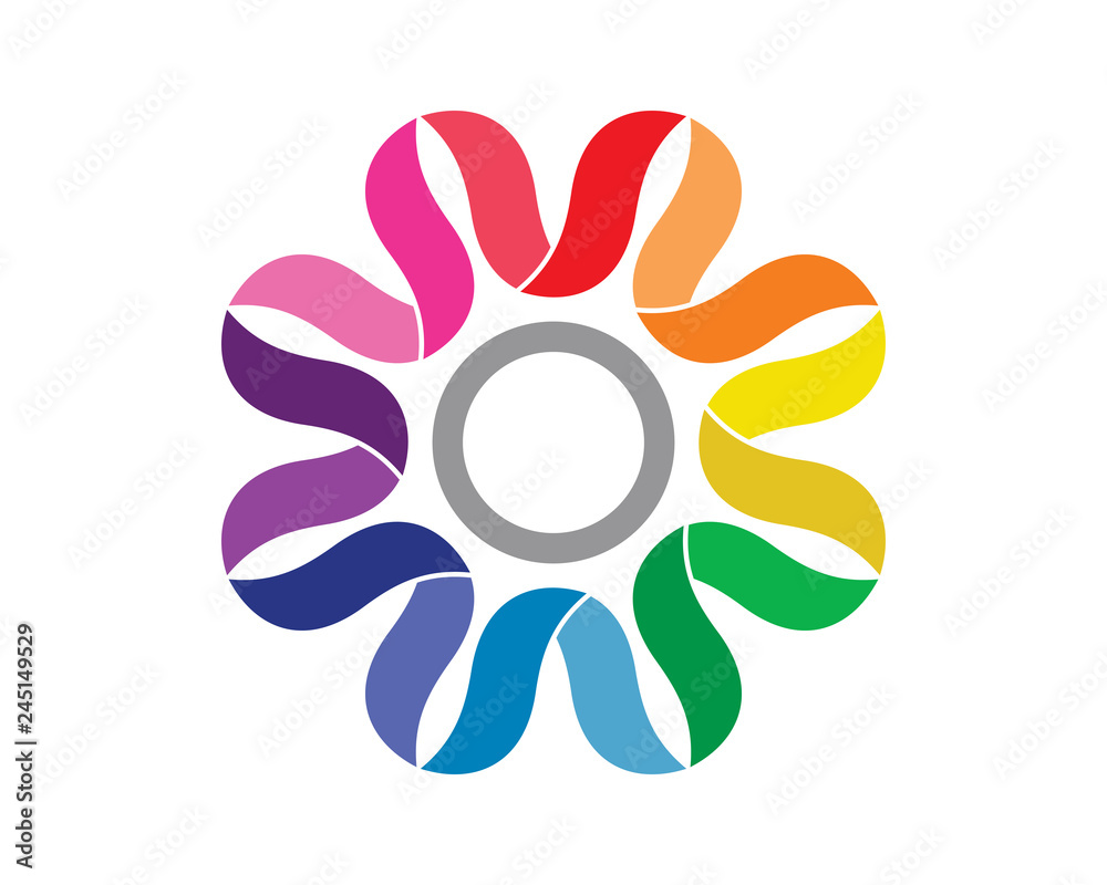 Flower rainbow technology logo