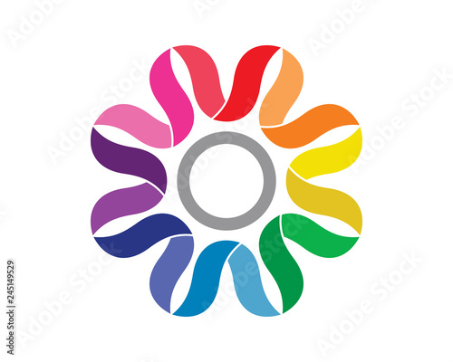 Flower rainbow technology logo