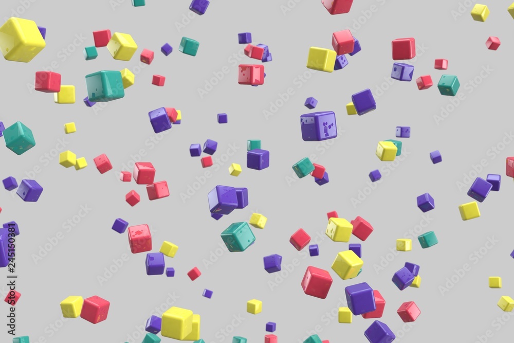 Abstract 3d rendering of cube particles Abstract 3d rendering of cube particles