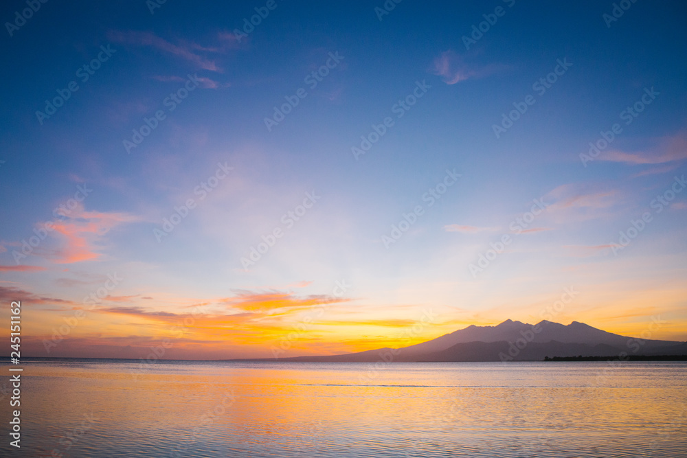 sunset over the sea gili lombok indonesia