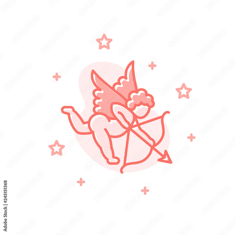 Cupid flat cartoon vector valentine day concept