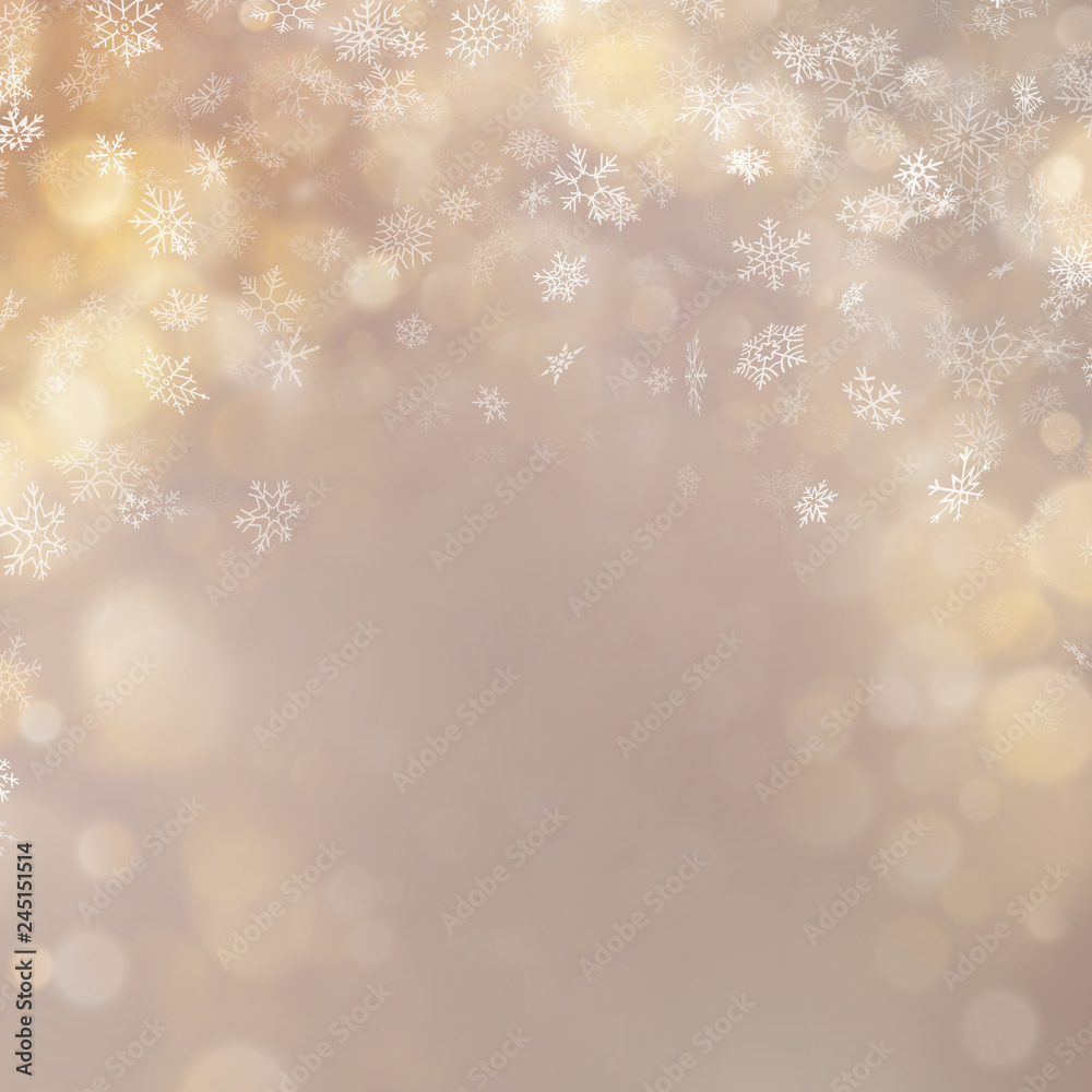 Christmas and New Year gold defocused bokeh lights background. EPS 10