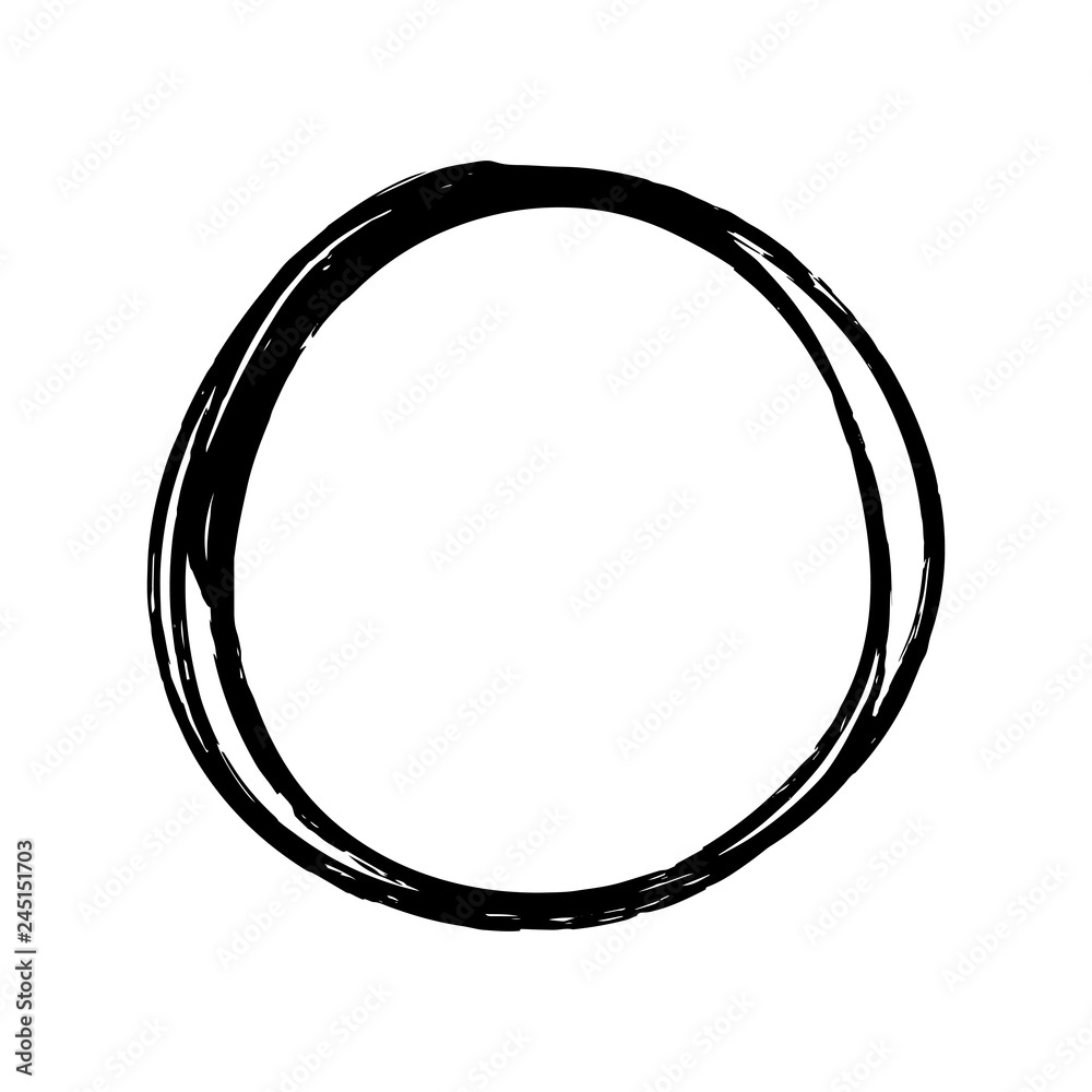 Black ink brush round stroke isolated on white background Black ink brush round stroke isolated on white background