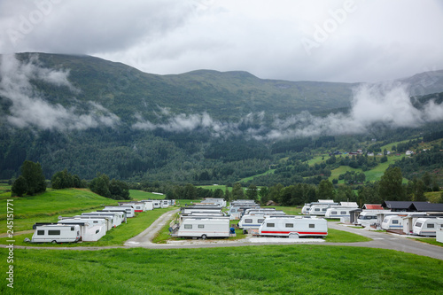 Camper trailers at norwegian holiday RV park