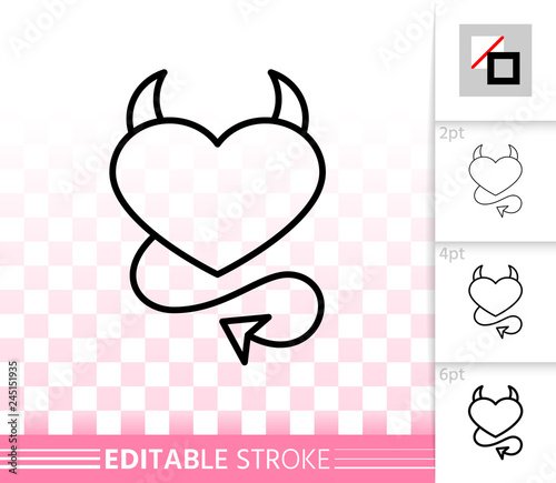 Heart devil love simple black line vector icon