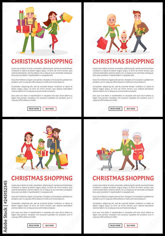 Christmas Shopping Web Pages, Woman with Bags