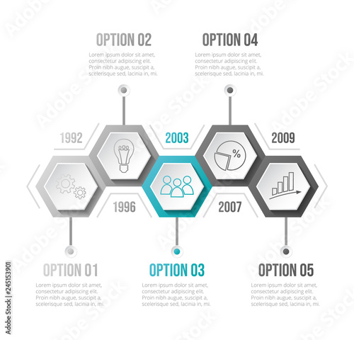 Company milestone with business icons - company timeline. Vector