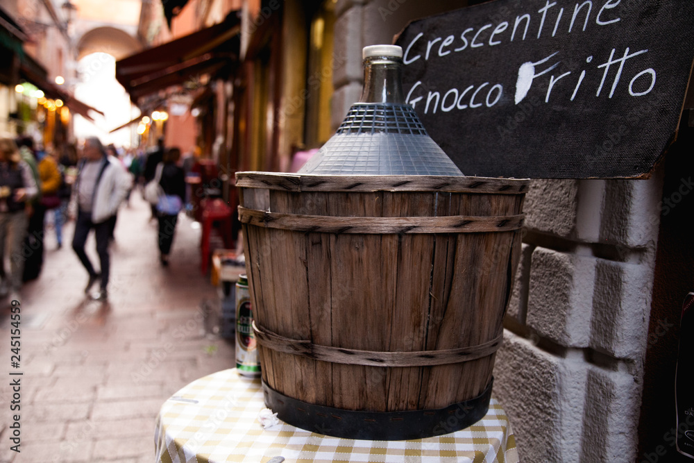 Old barrel of wine on the street of Italy Old barrel of wine on the street of Italy