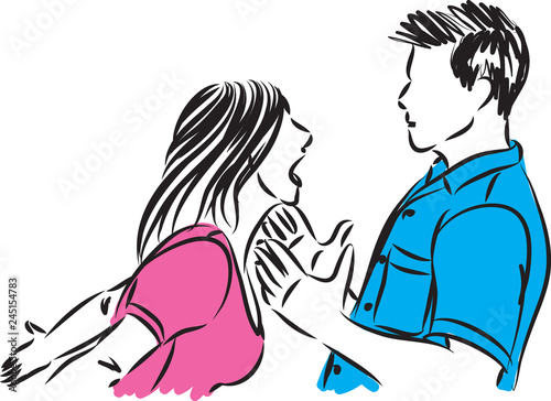 couple man and woman fighting vector illustration