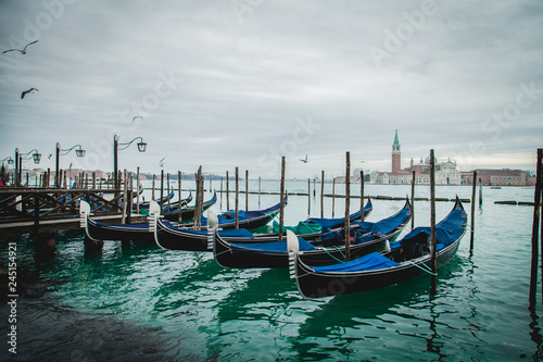 Venice with famous gondolas at sunrise, Italy © melnyksergey