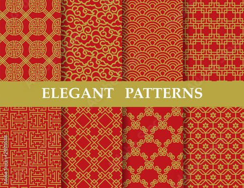 chinese texture pattern set, vector illustration