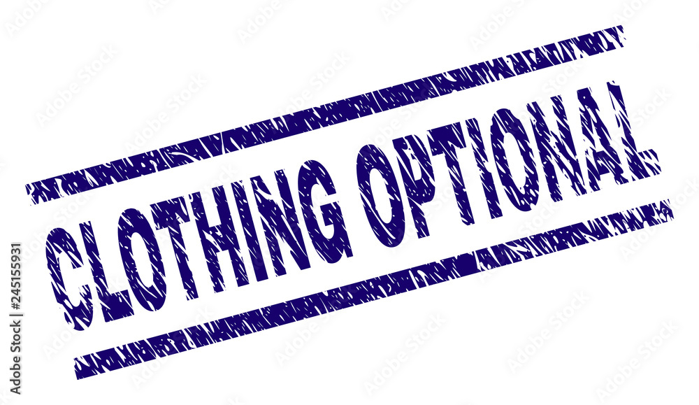 CLOTHING OPTIONAL seal print with grunge style. Blue vector rubber print of CLOTHING OPTIONAL