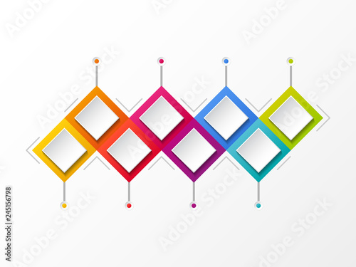 Empty infographic template with rhombus icons. Vector.