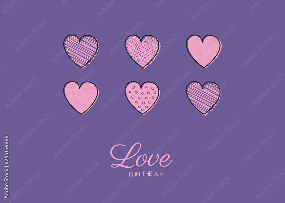 Valentine's Day greetings with hearts. Vector