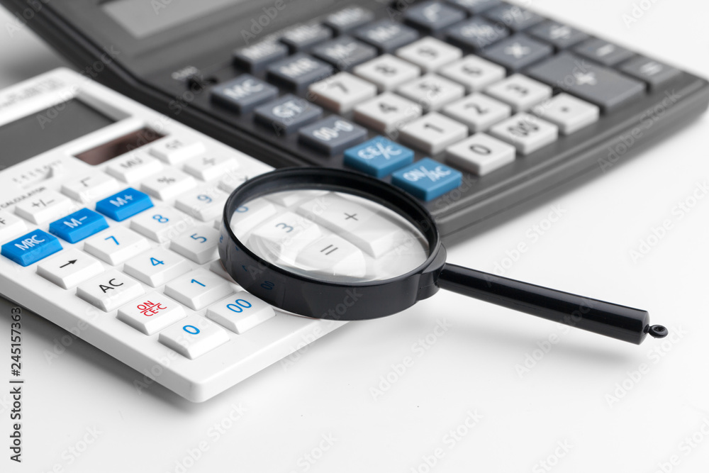 Business still life with calculator on table in office. Business still life with calculator on table in office.