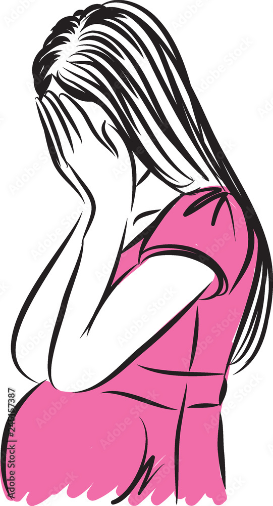 PREGNANT woman crying vector illustration