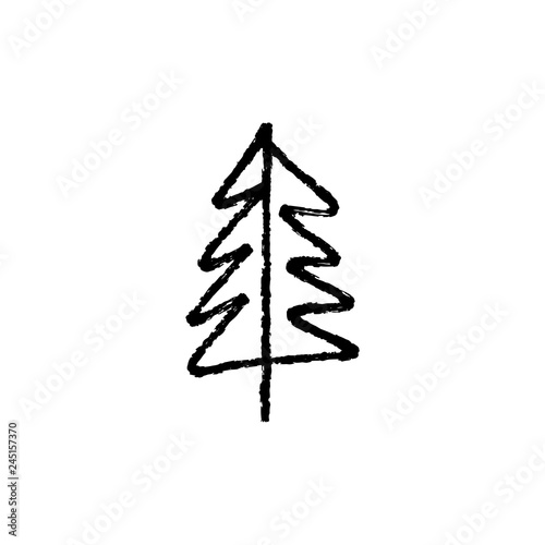 Silhouette vector sketch tree icon, simple hand drawn minimal design
