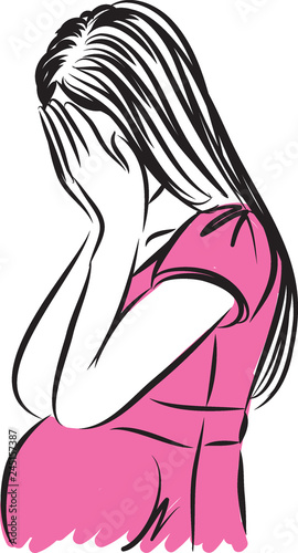PREGNANT woman crying vector illustration