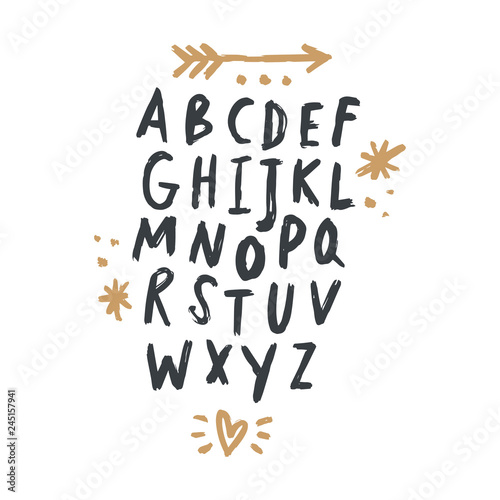 Vector funny cartoon alphabet. Letters and symbols set