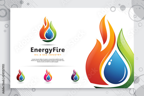 3D vector logo with modern concepts as a symbol of oil and gas. illustration of oil and gas use for template energy and industry company