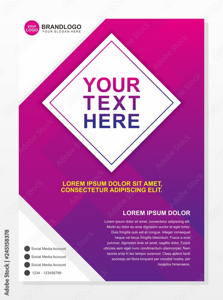 Modern business pamphlet background template with purple color Stock Vector  | Adobe Stock