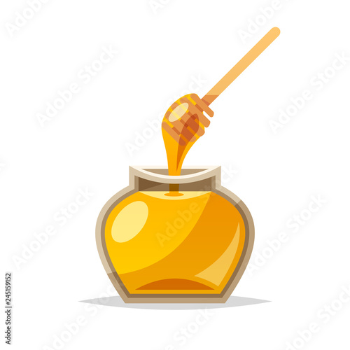 Jar of honey vector isolated illustration