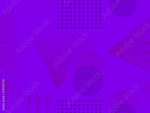 Geometric shapes seamless pattern. Zine culture abstract background. Purple color. Vector illustration