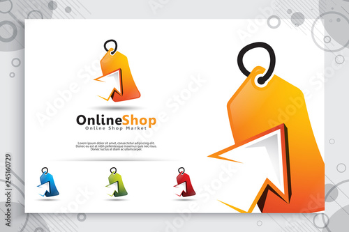 online shop ticket vector logo with modern and simple style concept for application mobile phone, illustration of ticket Sales for symbol of online shop service