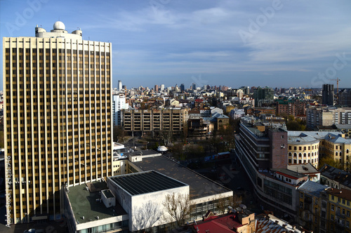 Spring panorama of Kiev skyline from a bird's-eye view photo