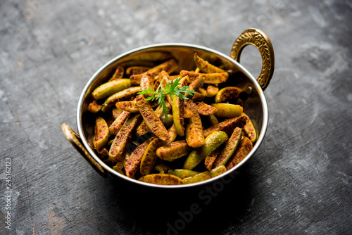 Tindora Sabzi / Tendli / tondli Fry also known as Ivy Gourd fry recipe. selective focus