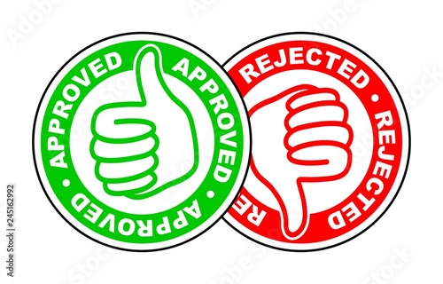 approved and rejected thumbs up and down icon photo