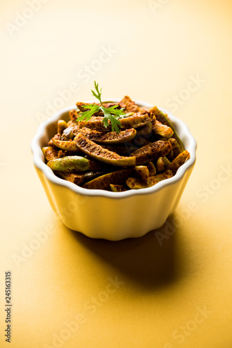 Tindora Sabzi / Tendli / tondli Fry also known as Ivy Gourd fry recipe. selective focus photo