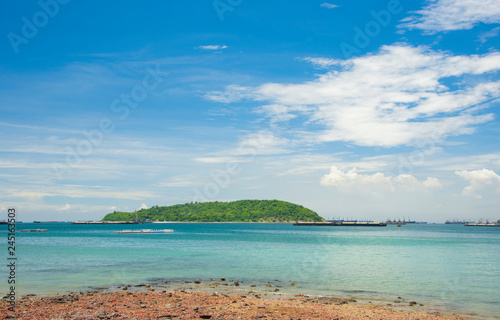 Wave & Sand beach background from Si Chang island Chonburi Thailand , holiday or relax in summer concept.