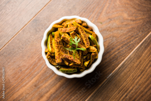 Tindora Sabzi / Tendli / tondli Fry also known as Ivy Gourd fry recipe. selective focus photo