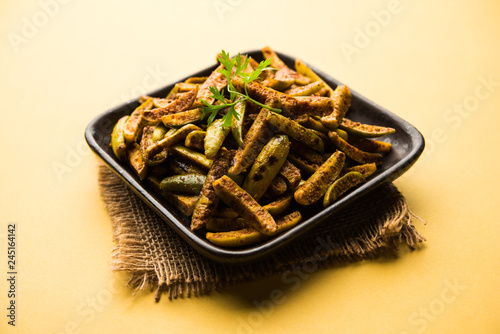 Tindora Sabzi / Tendli / tondli Fry also known as Ivy Gourd fry recipe. selective focus photo