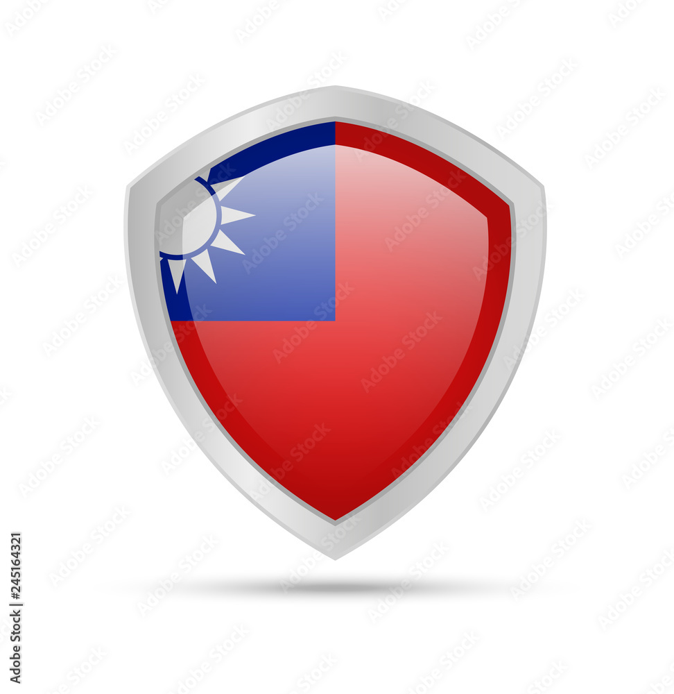 Shield with Taiwan flag on white background. Shield with Taiwan flag on white background.