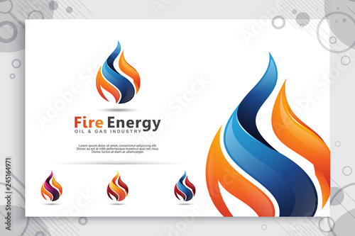 3d flame vector logo designs with modern concept style as a symbol of oil and gas. illustration of oil and gas use for template energy and industry company.