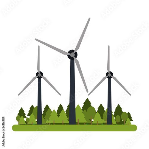 Wind turbines on nature