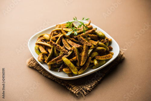 Tindora Sabzi / Tendli / tondli Fry also known as Ivy Gourd fry recipe. selective focus photo