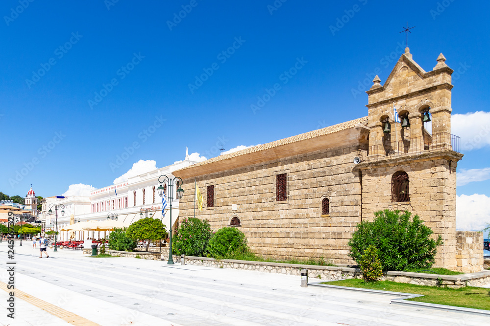 The historic building Saint Nikolaos Molou on the Solomos Square in Zakynthos town, Greece