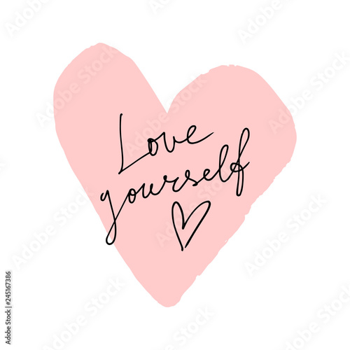 Hand lettering vector text with heart art.