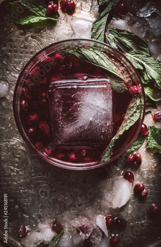 Overhead view of tom collins cocktail