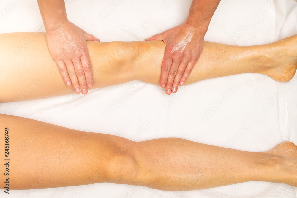 Beautician study with relaxing massage with oil Beautician study with relaxing massage with oil