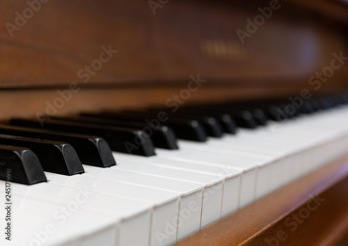 Close view of a piano keyboard