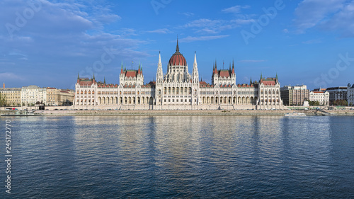 The Hungarian Parliament Building at the bank of the Danube in Budapest