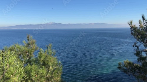 Beautiful nature landscape from the hillside. Stabil look with 4K. Turkey/Bursa/Tirilye 2019.