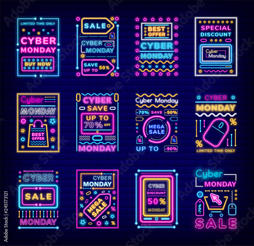 Cyber Monday Mega Sale, Super Discounts Neon Set