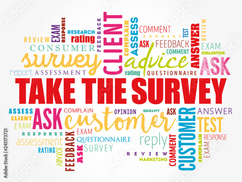 Take the Survey word cloud collage, business concept background