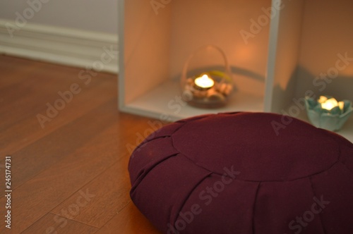 Meditate Seat Cushion Room Silent Quiet Time Praying Mindfulness Buddhist Practice photo